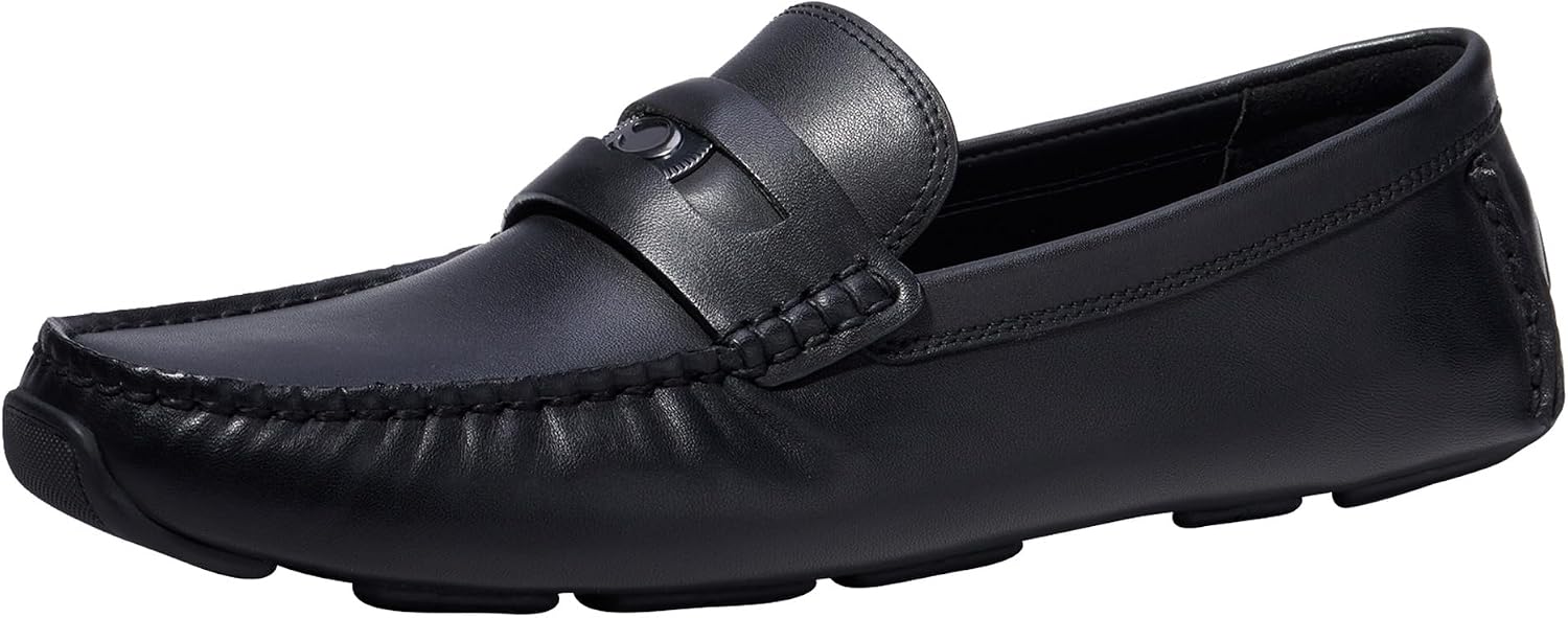 COACH Men's C Coin Leather Driver, Saddle, Brown, 7 Medium US | Loafers & Slip-Ons